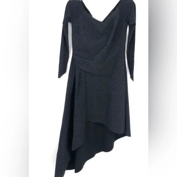 Chiara Boni NWT Black Berner Print Art Deco Diamond Uneven Hem Dress **Size 12** - Picture 1 of 6